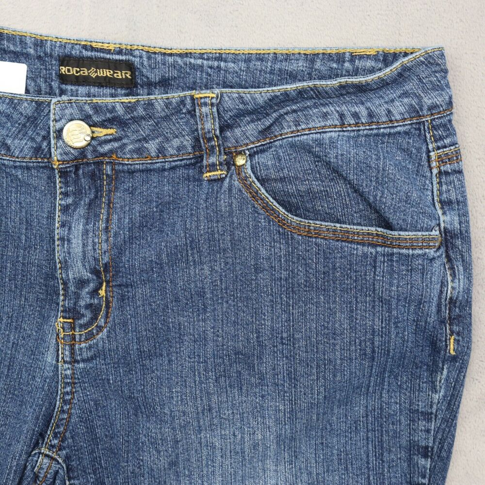 Rocawear Jeans Pants Womens 13 Blue Faded 5 Pocket Bootcut Button Zip Denim - Picture 16 of 16